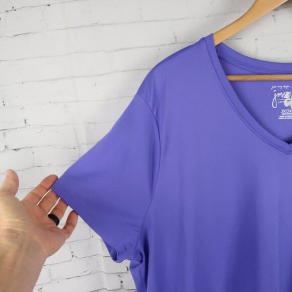 JUST MY SIZE JUST FOR ME PURPLE SHORT SLEEVE V NECK CASUAL TOP SIZE 22W/24W - Picture 4 of 6